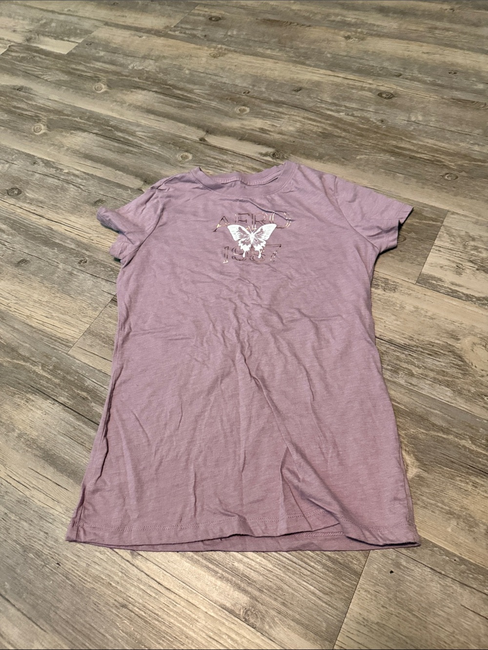 Aeropostale Lilac Short Sleeve Butterfly Tee